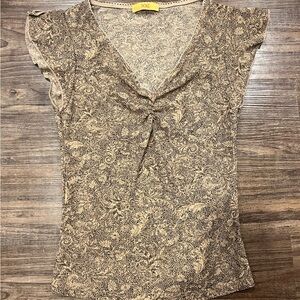 Sheer vintage XXI  Brown and Cream Cap short sleeve T women’s size small